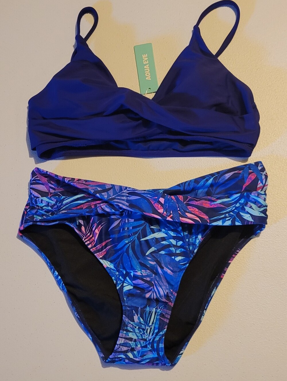 Aqua Eve, Women's Purple Blue And Pink Tropical Bikini Set, S